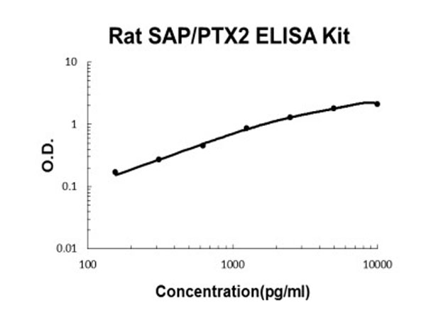 Rat SAP/PTX2 ELISA Kit standard curve.