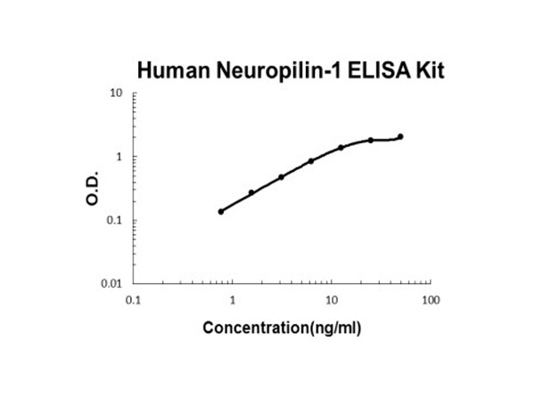 Human Neuropilin-1 ELISA Kit standard curve.