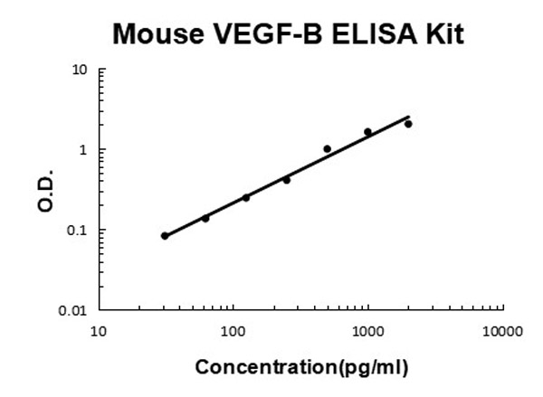 Mouse VEGF-B ELISA Kit standard curve.