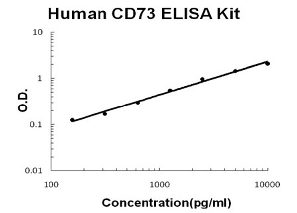 Human CD73 ELISA Kit standard curve.