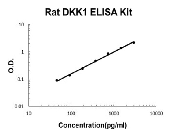 Rat DKK1 ELISA Kit standard curve.